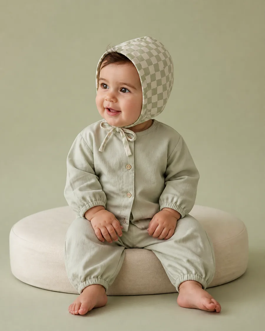 Checkerboard Bonnet Set for 6–18 Months