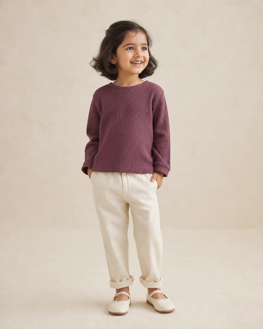 Plum Ribbed Comfort Top for 2–5 Years